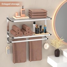 3-Tier Towel Racks for Bathroom with Towel Bars Multilayer  Stainless Steel Wall