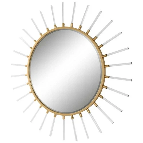 Uttermost Oracle Round MDF Acrylic and Metal Starburst Mirror in Gold Finish - Picture 3 of 6