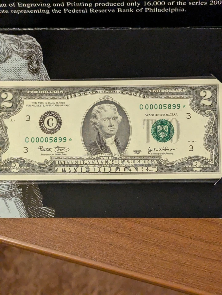 2003 BEP $2 Star Note District Set All Low Serial Numbers - Image 3 of 4