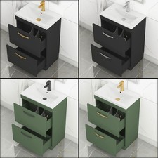 Floor Standing Vanity Unit Bathroom Sink Storage Cabinet 2 Drawer 500/600/800mm