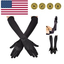 Long Opera Party Gloves for Women 1920s 20s Satin Gloves Costumes Elbow Lengt...