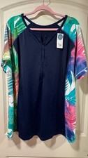 Women s UPF 50 Tropical Swim Top Rash Guard Zip Front Resortcore NWT