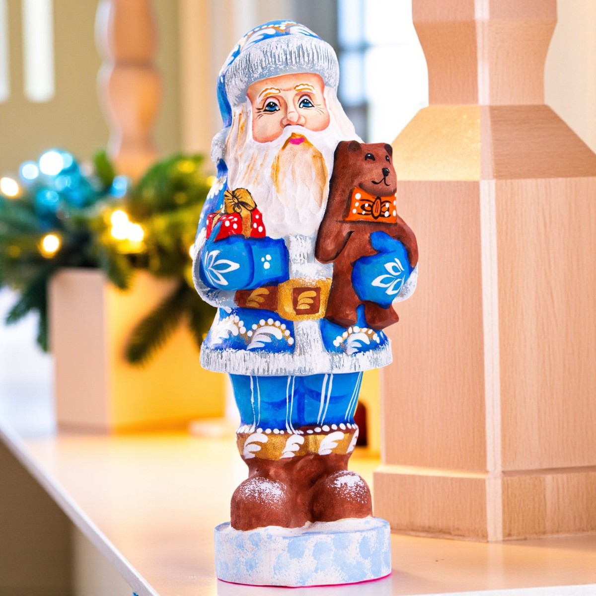Wooden Santa with Bear 7