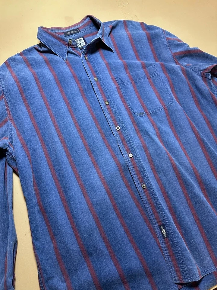Camisa De Colección Años 90 Lee Denim Cambray Rayas Abotonada Manga Larga Hombres XL Western Foto 4 de 4