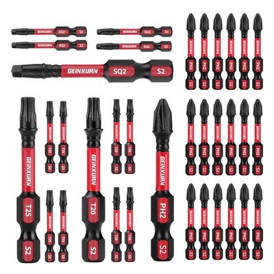 GEINXURN Impact Tough Phillips Square Torx 2 in. Insert Driver MIXED-35PC 