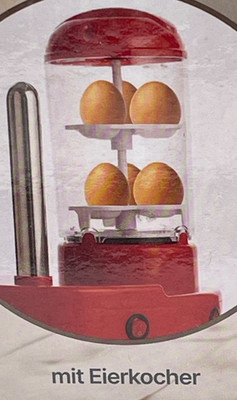 2-in-1 Eierkocher und Hotdog-Maker und bis zu 6 Eier Rot Retro Design NEU/DHL