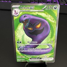 Carta Pokémon Arbok ex 185/165 ultra rara scarlatta e viola 151 quasi nuova