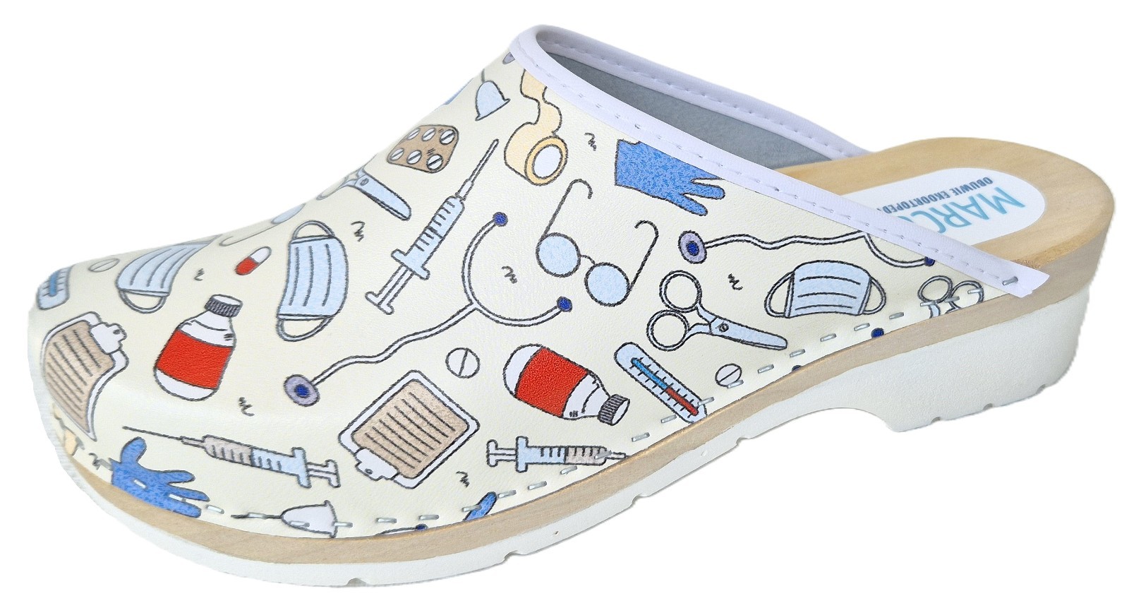 Zuecos de madera para mujer - Zapatillas T.39 blanco - patrón médico