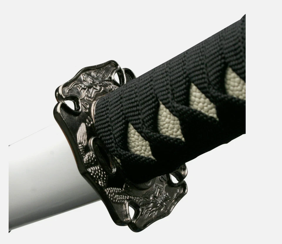 40" Dragón Blanco SAMURAI NINJA Bushido KATANA con Soporte Espada Japonesa Carbono Foto 3 de 3