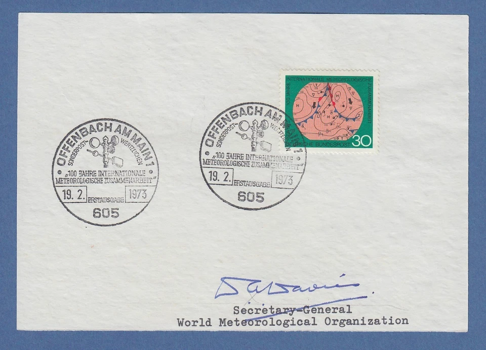Dr. D. Davies Secretary-General World Meterological Org. original-Autogramm 1973 - Bild 1 von 1