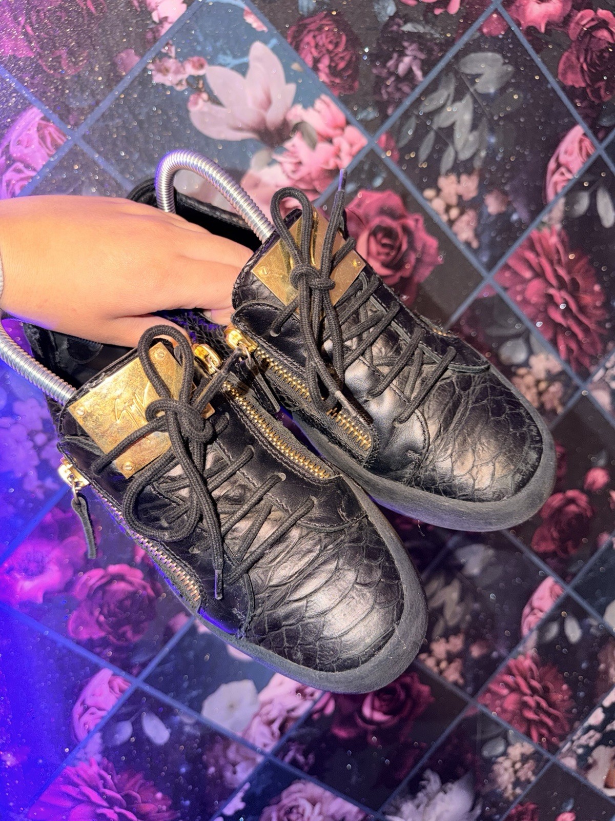 Giuseppe Zanotti Frankie Black Python Leather Gol… - image 14