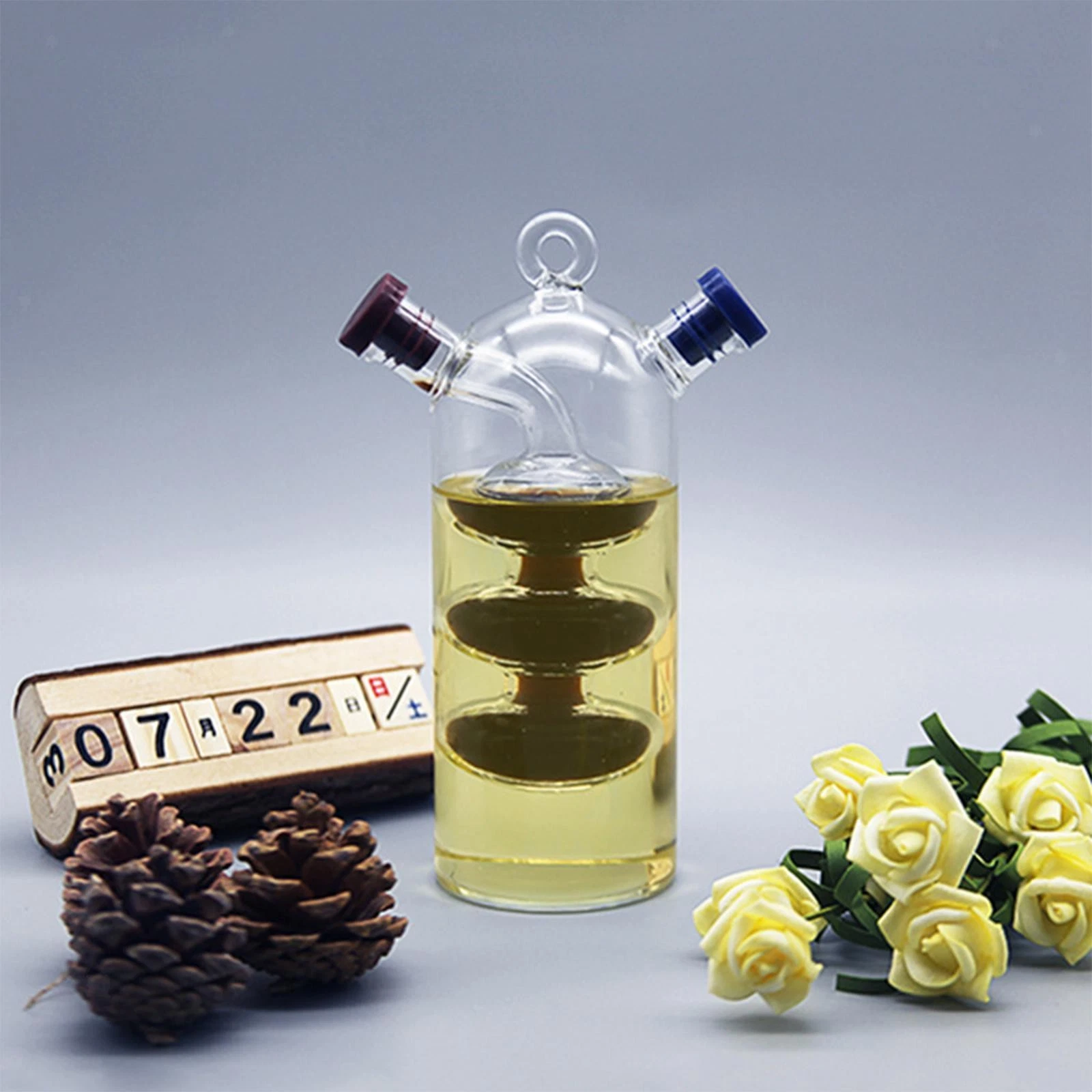 Cylindrical Double Chamber Oil and Vinegar Dispenser Sturdy Hand Blown Glass
Opens in a new window o