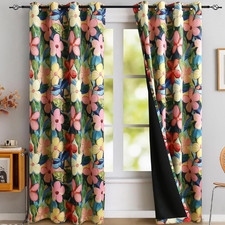 Vibrant Pink Floral Blackout Curtains 84 52"W x 84"L Pack of 2 , Pastel