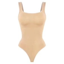 Seamless Bodysuit Women Shapewear Tummy Control Square Collar Tank Top U-Shape B