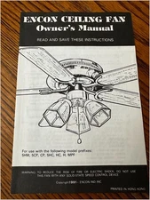 Encon Ceiling Fan Manual 5HM 5CP 5HC H MPF 1991
