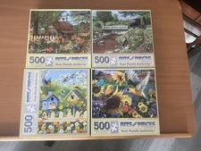 Lot of 4 Bits and Pieces Puzzles Featuring 500 Pieces Certified Complete