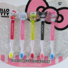 Sanrio Hello Kitty  Friends 5-Pack Kids Toothbrush Set, Soft Nylon Bristles