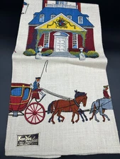 Kaydee 100% Pure Linen Tea Towel Kitchen Historic Colonial Town 17X30" Vintage