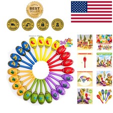 24 Colorful Wooden Maracas for Kids - Perfect for Cinco De Mayo Celebrations