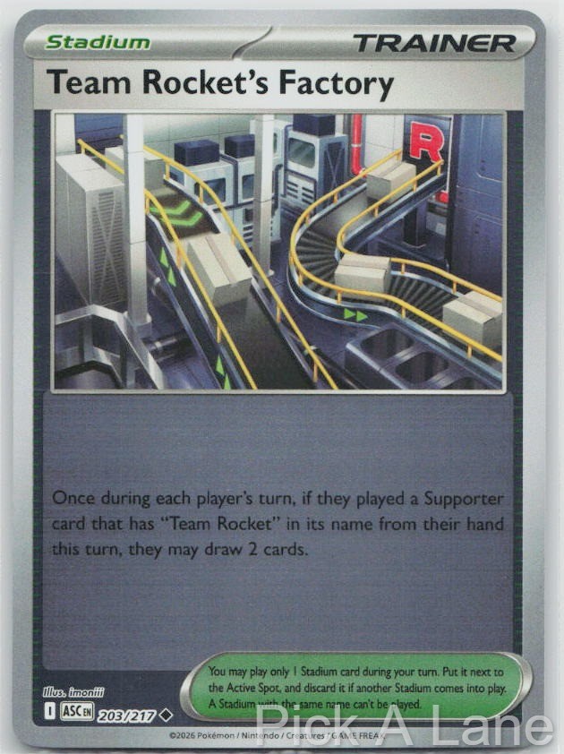 Team Rocket's Factory 203/217 Uncommon Ascended Heroes Pokemon Reverse Holo NM
