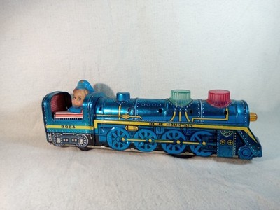 VTG MODERN TOYS JAPAN BATTERY OPERATED TIN Blue Mountain RAILWAY TRAIN
