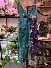 Versace X HM, 100% SILK, Versace For H&M, Blue Purple Pleated Floral Dress EUC