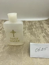 VINTAGE HOLY WATER BOTTLE  - PLASTIC - 3/4 FULL~ 5” Tall Bottle