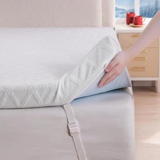 3 Inch Gel Memory Foam Mattress Topper Queen - Cooling Ice Silk Removable & W...