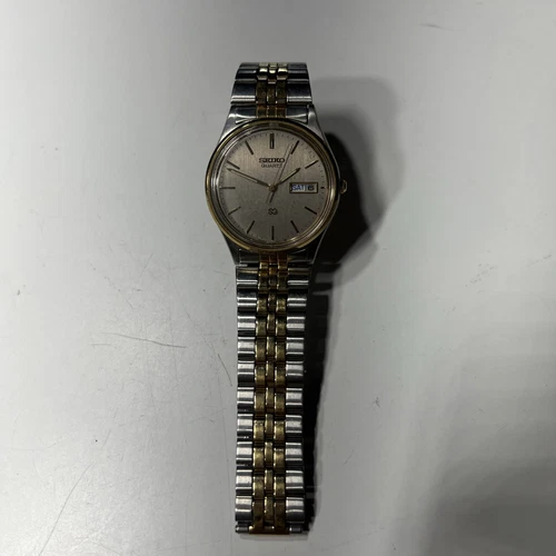Vintage 1990 Seiko SQ Presidential Men Watch Silver/Gold Tone 5Y23 DayDate