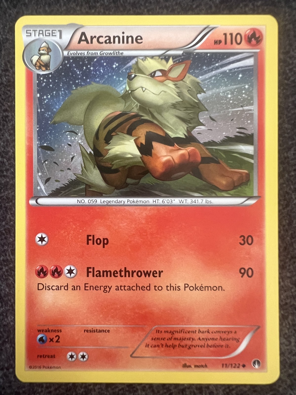 Arcanine 11/122 Uncommon Pokemon Card NM