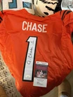 New ListingJa'Marr Chase Cincinnati Bengals #1 Signed Football Jersey JSA Authenticated