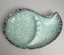 Vintage California Originals Pottery Ashtray Green Speckle Glaze USA