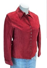 NWOT Madison Creek Leather Shacket Womens Medium M Red Jacket Blazer Coat Classy