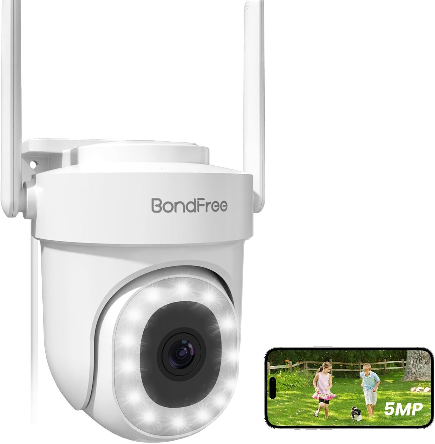 BondFree 5MP Security Camera Outdoor 2.4/5G WiFi Cameras for Home 1PACK