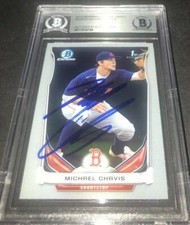 Michael Chavis Red Sox SIGNED 2014 BOWMAN DRAFT CHROME BECKETT CERTIFIED i