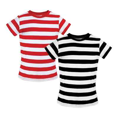 KINDER STREIFEN T-SHIRT BUCH FIGUR WELTTAG DES BUCHES KOSTÜM SCHWARZ WEISS ROT