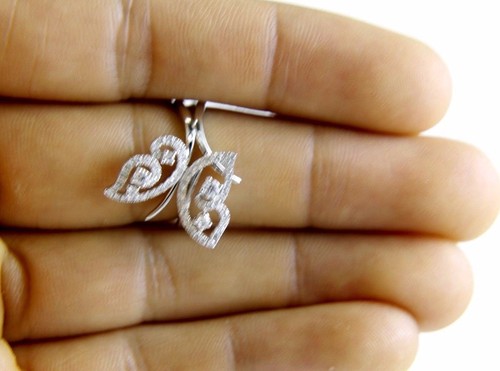 Natural Round Diamond Cluster Butterfly Lady's Ring 18k White Gold .63Ct - Picture 4 of 8