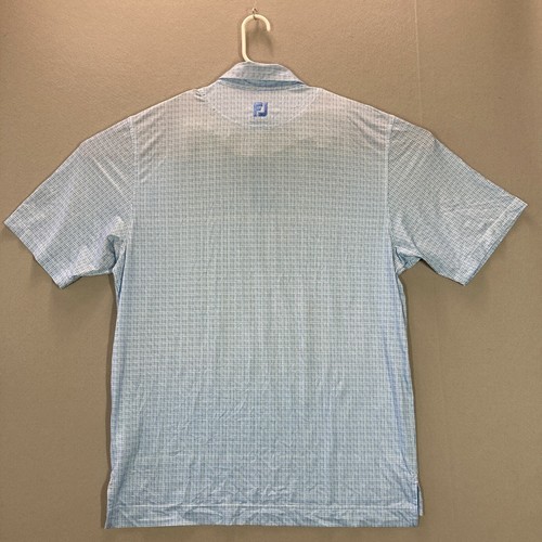 FootJoy FJ Golf Polo Blue Plaid Checks Adult Short Sleeve Shirt Men Large Sport - Picture 10 of 12