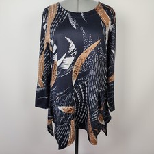 Virtuelle Plus Size XXS Trocadero Tunic Pockets Blue Long Sleeve - 2197