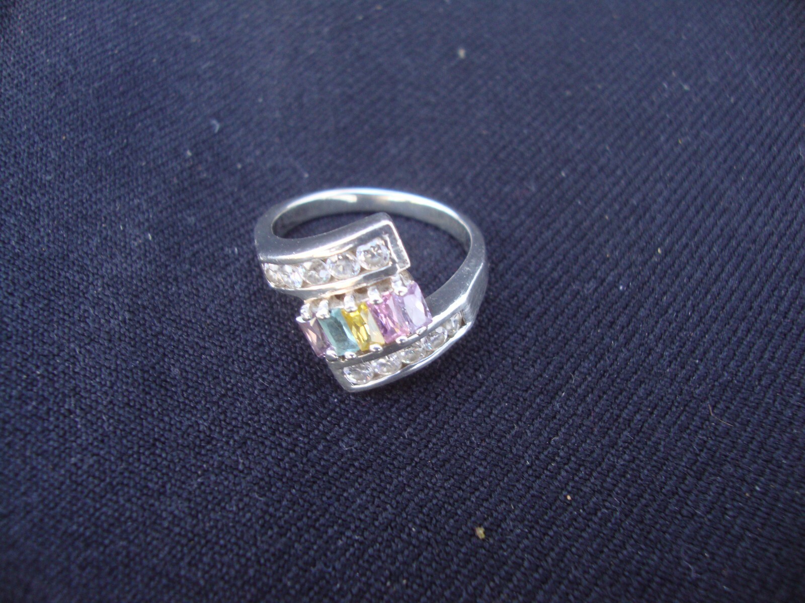 925 Sterling Silver Multi Colored Rainbow Baguett… - image 1