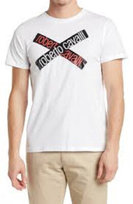Roberto Cavalli Cotton Crew Neck T Shirt Short Sleeve White XL