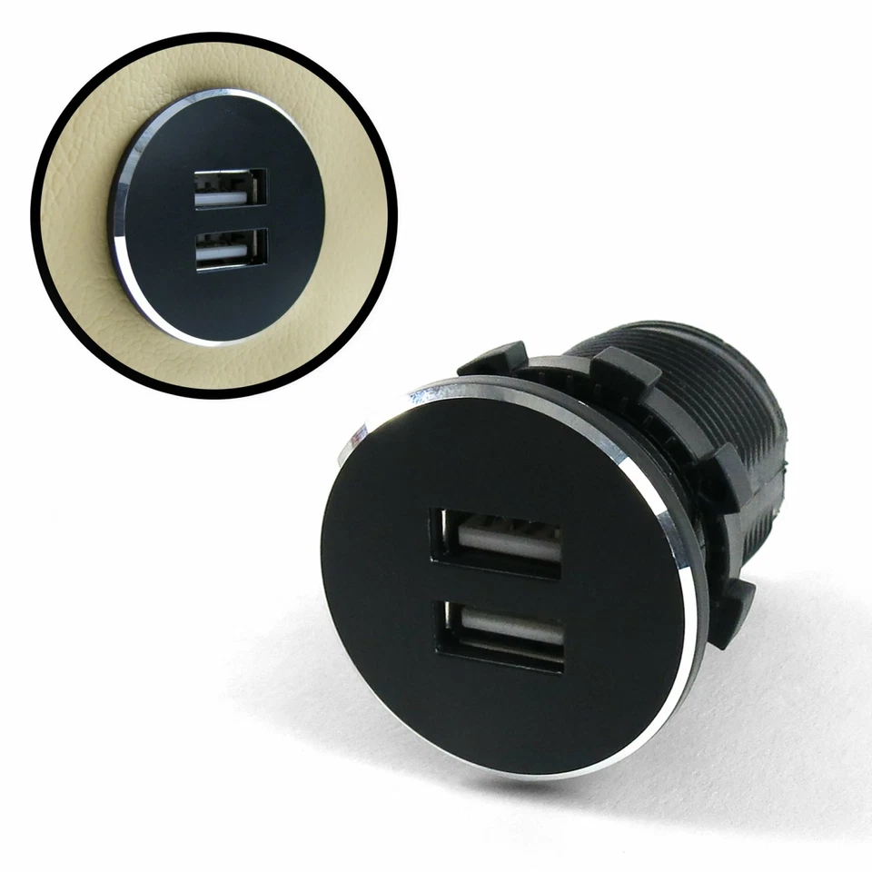 Ford Black 12V Cigarette Lighter Socket  2.1A USB Dual Port Power Outlet Rat Rod - Image 4 of 4