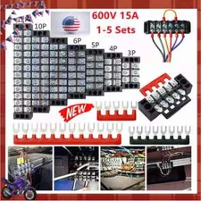 Dual Row 3-12 Positions 600V 15A Screw Terminal Block Terminal Barrier Strip US