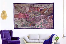 Wall Décor Tapestry Vintage Embroidered Ethnic Beaded Hand work Wall Hanging