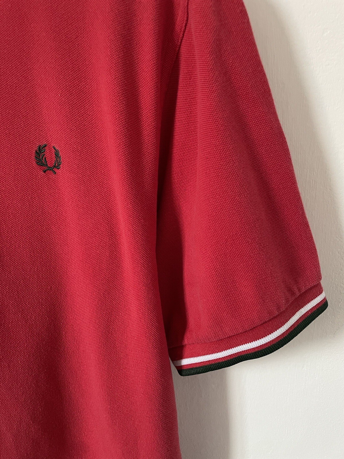 Fred Perry Polo Shirt XL Red M12 Twin Tipped Cotton Pique Mod 60s Ska