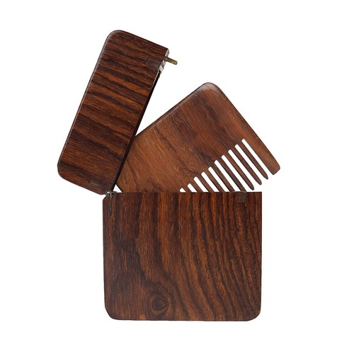 Wooden Beard Comb Foldable Beards Combs for Men with Snap