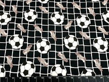 Tina Scrap 9"x21" Soccer Balls Goal Shoe Net Sport Black Cotton Fabric