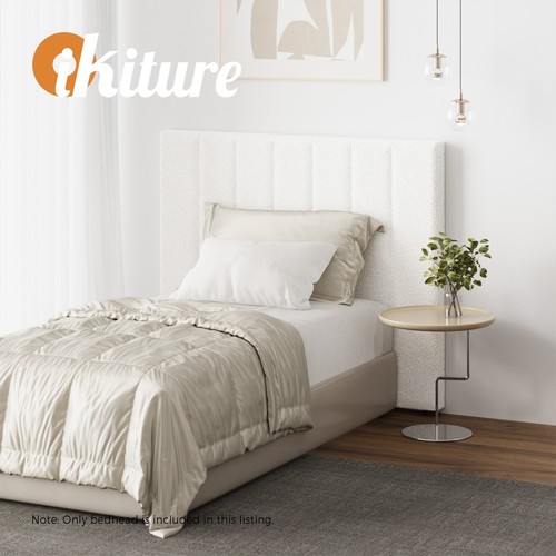 Oikiture Bed Frame Headboard King Single Size Head Bedhead White Boucle - Picture 3 of 10