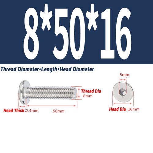5/10pc M2-M12 A2 Allen Hex Hexagon Socket Ultra Thin Flat Wafer Head Screw Bolt - Picture 109 of 151