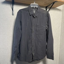 Swiss Tech Activewear Long Sleeve Shirt Button Up Charcoal Gray Sz L 42-44